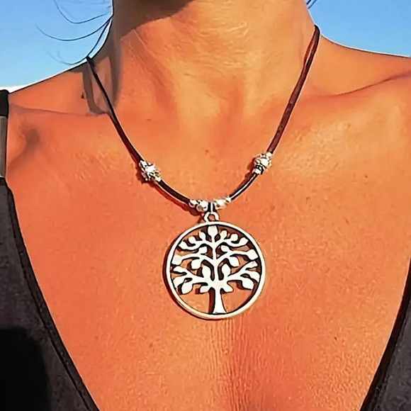 Tree Of Life Vintage Statement Pendant Necklace, Bohemian, Boho, Tribal - Picture 2 of 6